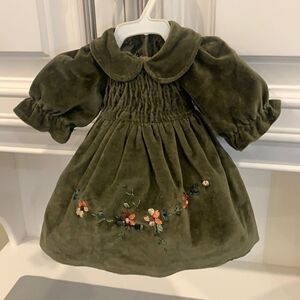 Velvet Smocked Doll Dress